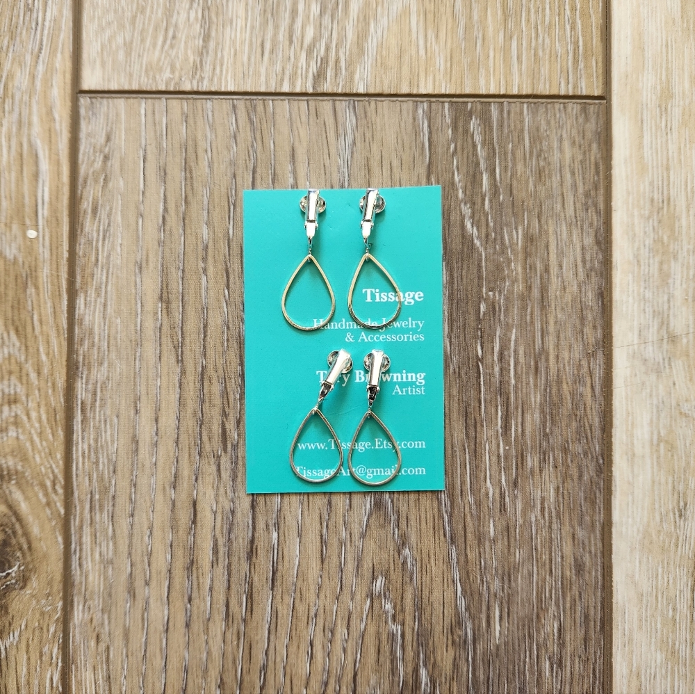 Tissage Silver Drop Clip-on Earrings